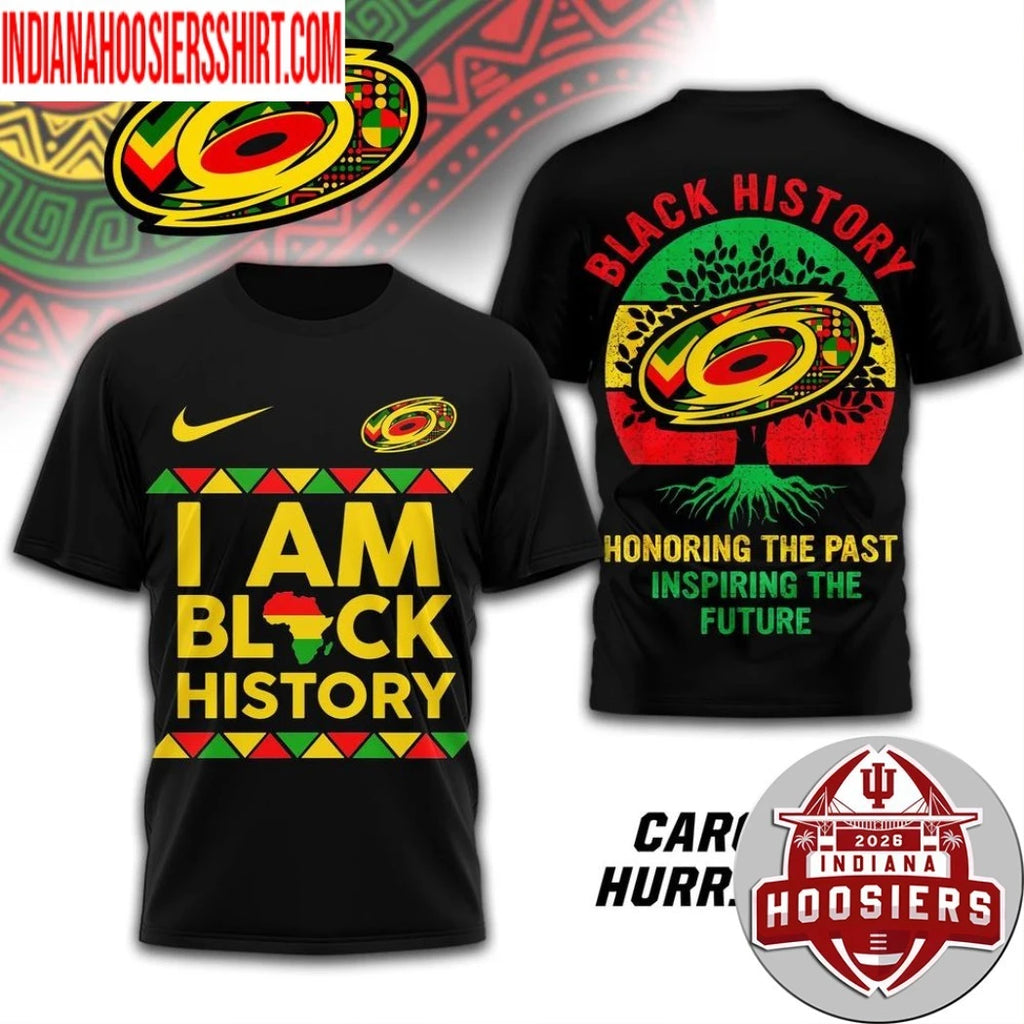 Carolina Hurricanes 2026 NHL Black History Map And Logo Two Sided Shirt