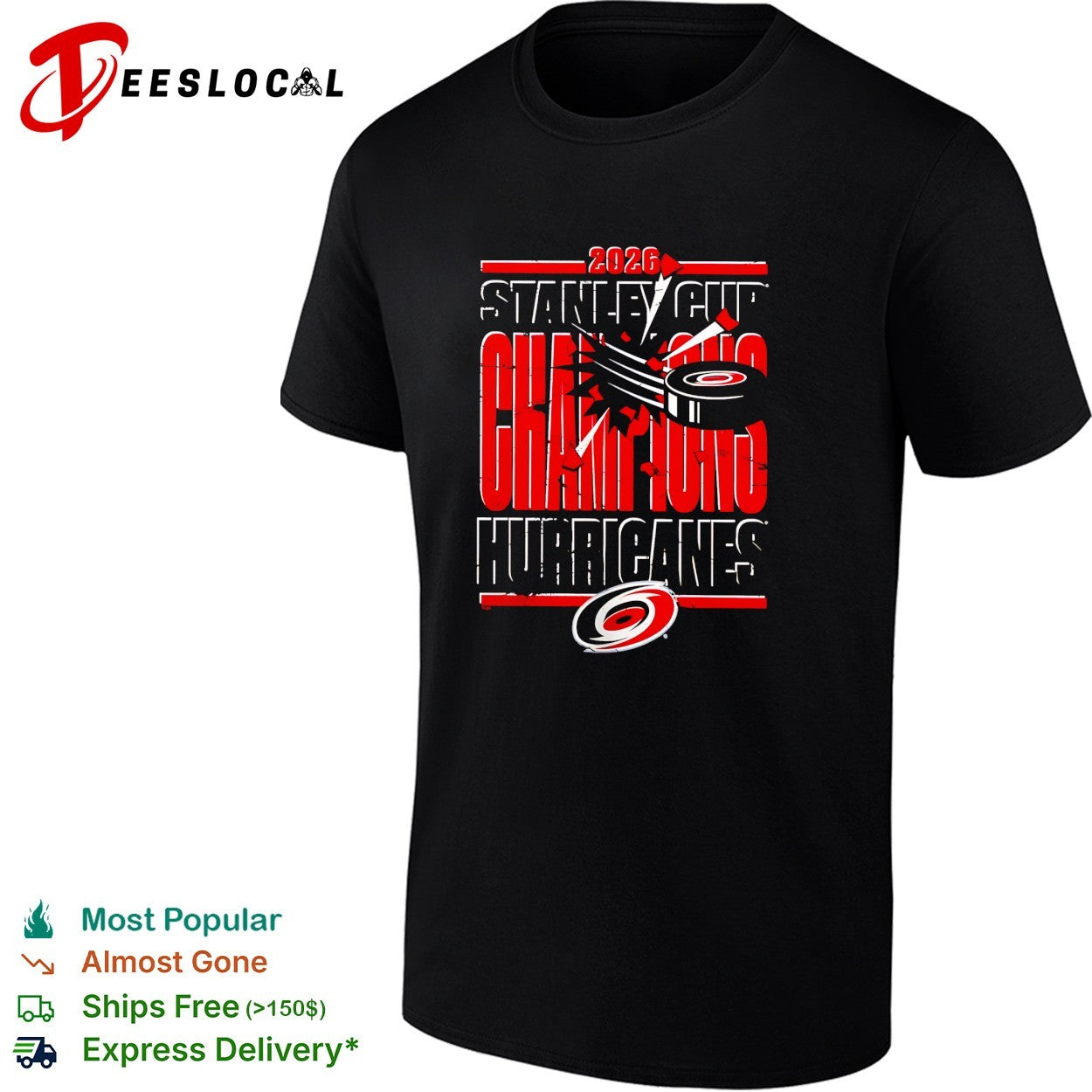 Carolina Hurricanes 2026 Stanley Cup Champions grunge distressed bold text shirt