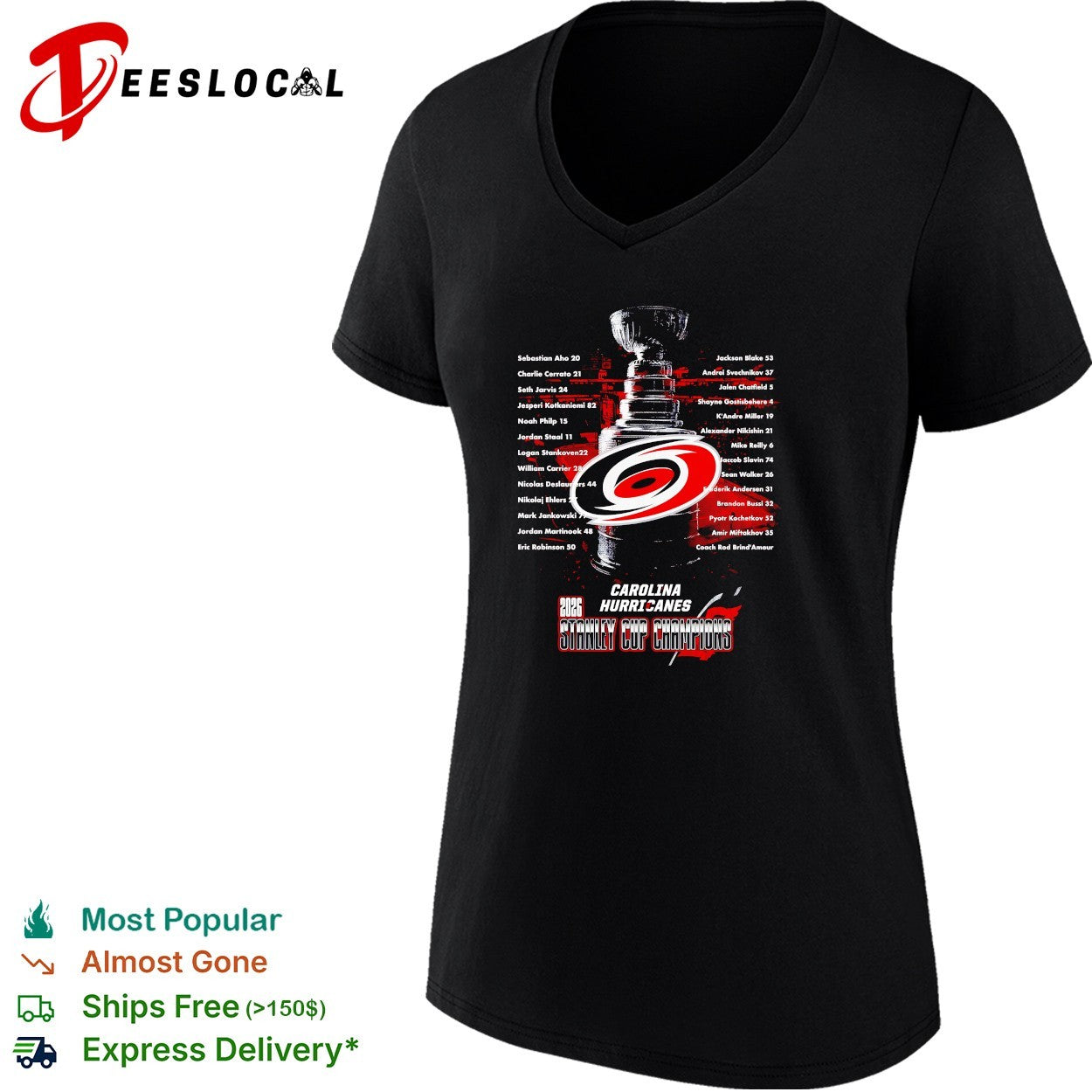 Carolina Hurricanes 2026 Stanley Cup champions full roster list shirt