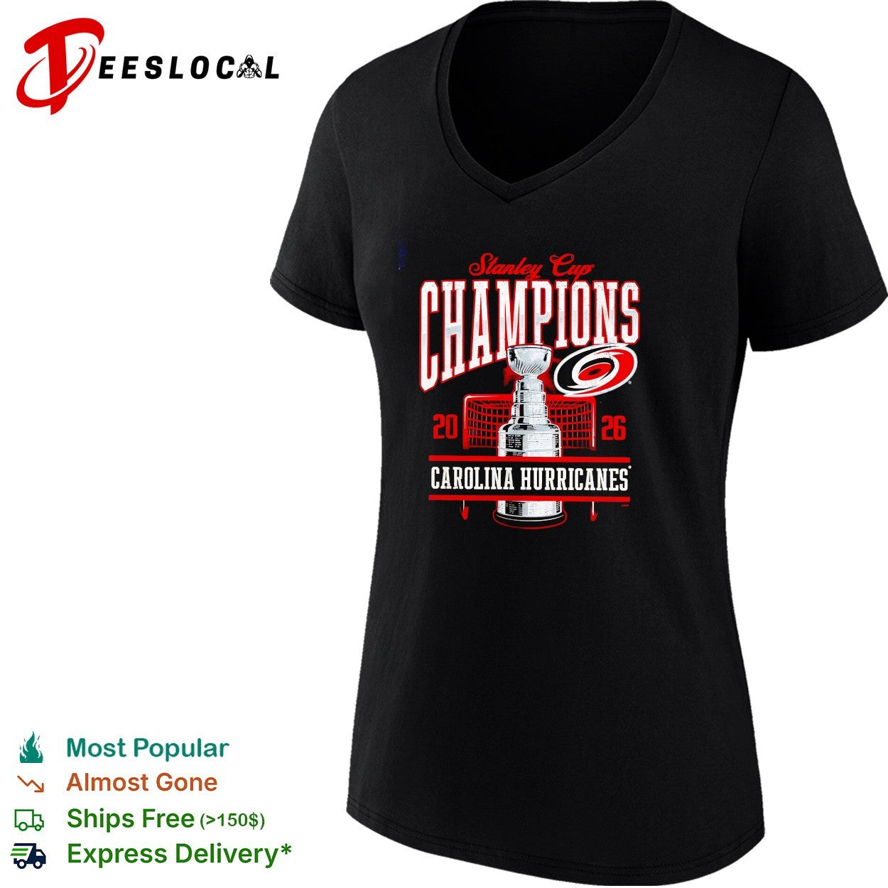 Carolina Hurricanes Stanley Cup Champions 2026 trophy net goal arc art shirt