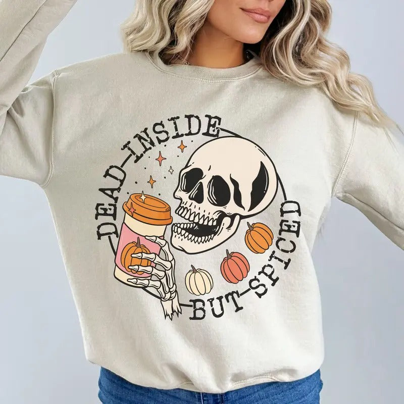 Casual & Quirky 'D&aD Inside' Spice Pumpkin Latte Sweatshirt - Cozy Fall Drink Shirt for Coffee Lovers