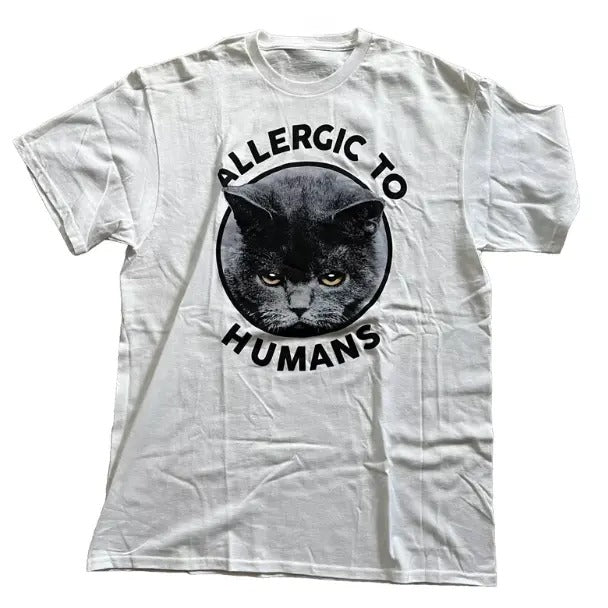 Cat Allergic To Humans T-Shirt, Unisex Graphic Tees Gothic Grunge Y2k Emo Scene Amity Affliction Style Clothes Men Women...
