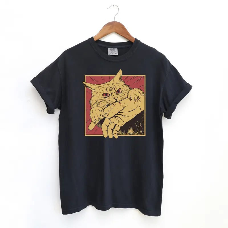 Cat Bite Anime Tshirt, Comfort Colors Kitty Shirt, Funny Meme Shirt Fit Top Hoodie, Sweatshirt | TeeBloomCo.com