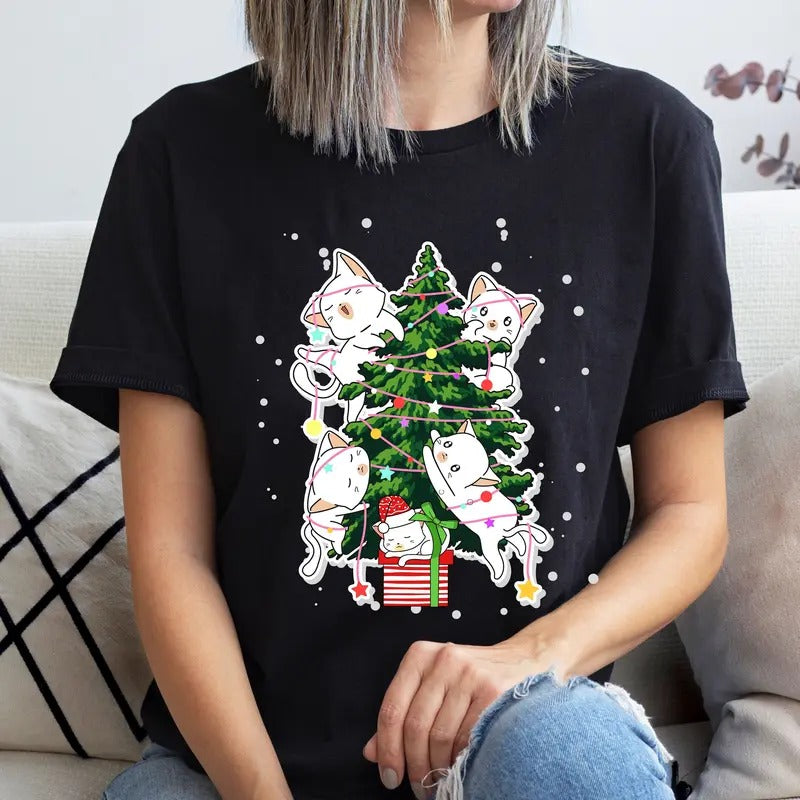 Cat Christmas Tshirt, Meowy Christmas Shirt, Xmas Cat Shirt, Merry Catmas Shirt, Christmas Animal Tee, Kitten Christmas...
