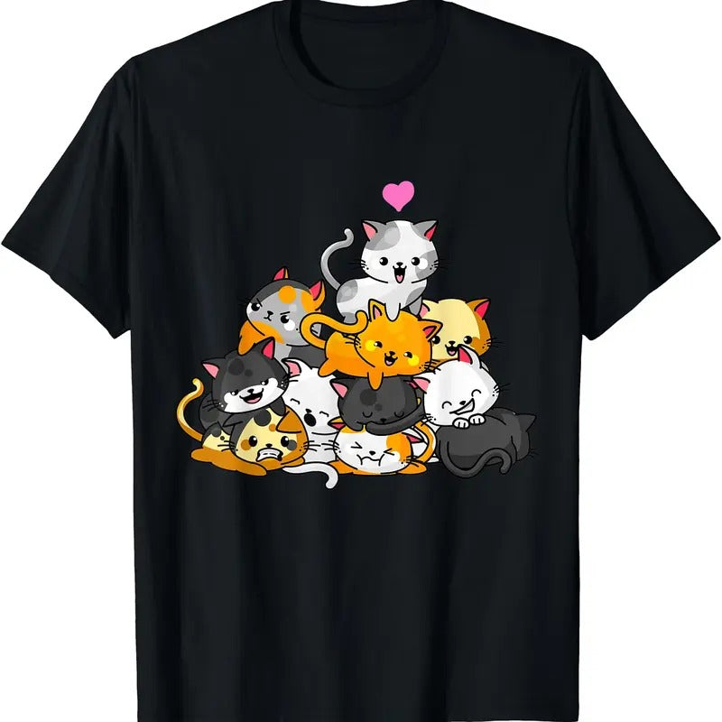 Cat Cute Kitty Pile Cats Anime Kawaii Neko Gift Women Girls TShirt Hoodie, Sweatshirt | TeeBloomCo.com