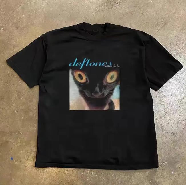 Cat Deftones T-Shirt, Unisex Graphic Tees Gothic Grunge Y2k Emo Scene Amity Affliction Style Clothes Menswear Womenswear...