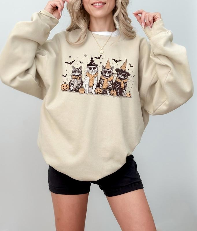 Cat Halloween Sweatshirt, Halloween Gifts, Gift for Her, Cat Mom Sweatshirt,Halloween Cute Gift, Gift for Daughter ...