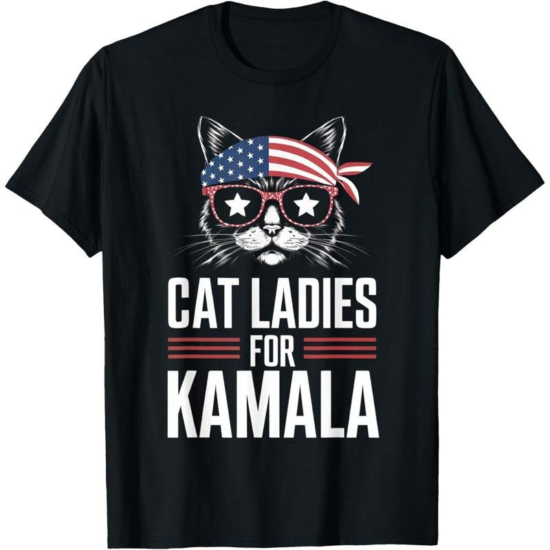 Cat Ladies for Kamala Funny Cat 2024 President Kamala-Harris T-Shirt made in usa Hoodie, Sweatshirt | TeeBloomCo.com
