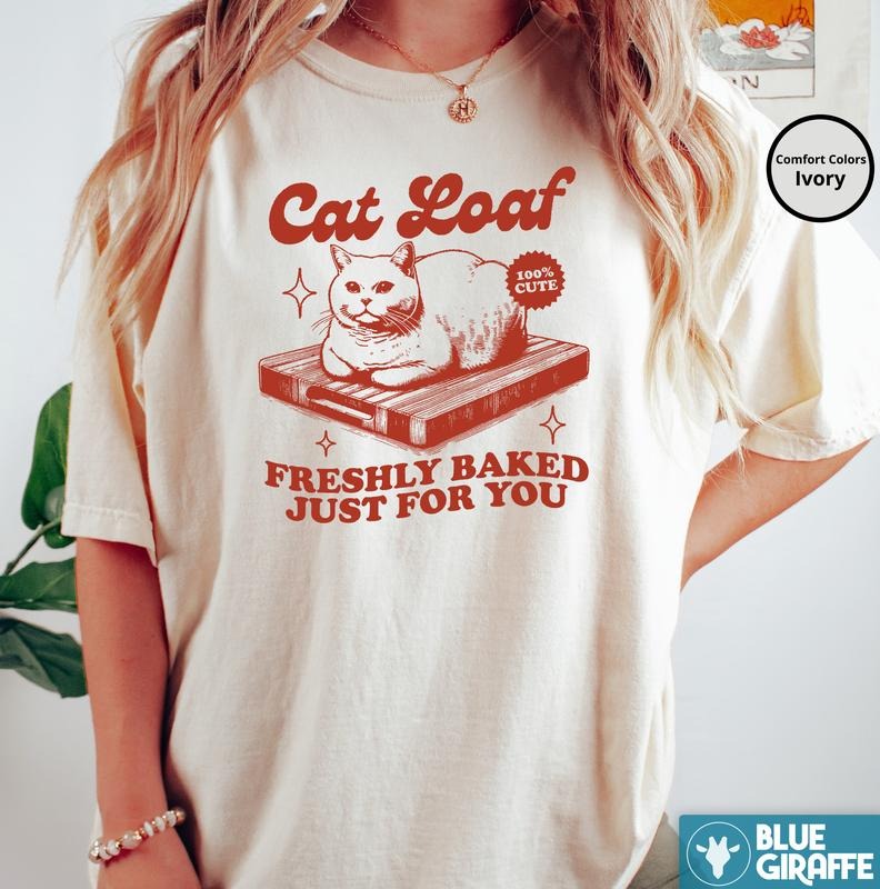 Cat Loaf Tshirt, Funny Cat Comfort Colors Shirt Hoodie, Sweatshirt | TeeBloomCo.com