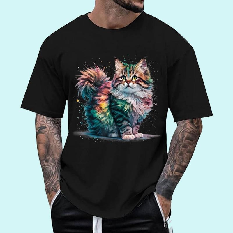 Cat Men Women Colourful Watercolour Cat Unisex T-Shirt, Cotton 100%, Top Trending Fashion Hoodie, Sweatshirt | TeeBloomCo.com
