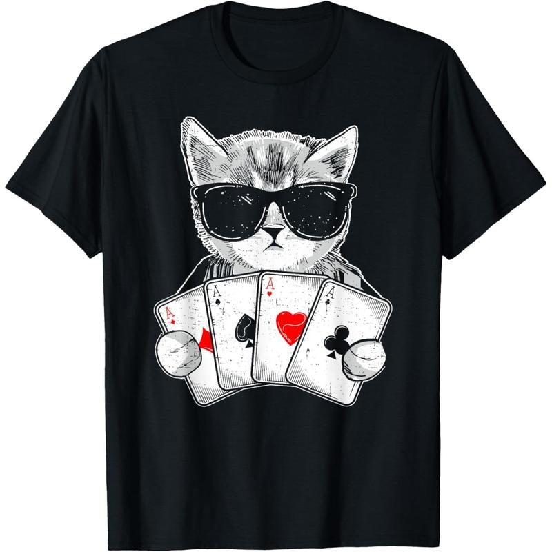 Cat Play Poker Gambling Casino Dealer Poker Player Gambler T-Shirt made in usa Hoodie, Sweatshirt | TeeBloomCo.com