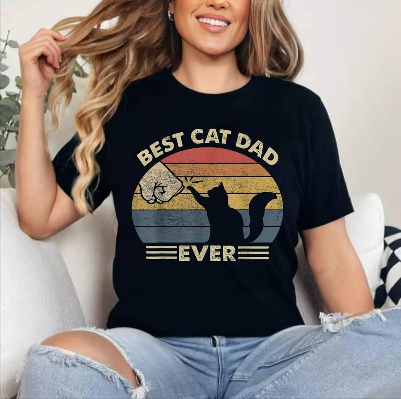 Cat-Shirt Men Best Cat Dad Ever Funny Dad T-Shirt ,Unisex Cotton, Top Womenswear Hoodie, Sweatshirt | TeeBloomCo.com