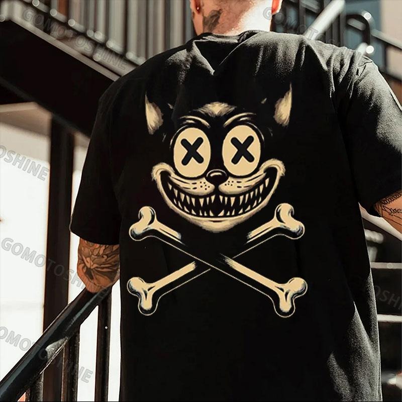 Cat Skull Print Men's T-Shirt Hoodie, Sweatshirt | TeeBloomCo.com