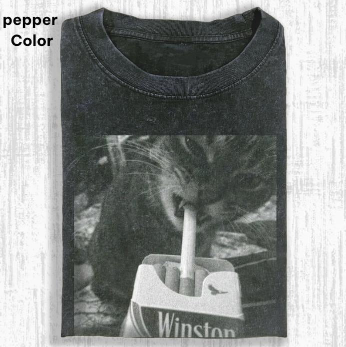 Cat Smoking Funny Graphic T-shirt, cotton cat funny T-shirt, Retro Funny Vintage Tee, Unisex Meme Cringe Funny Dumb...