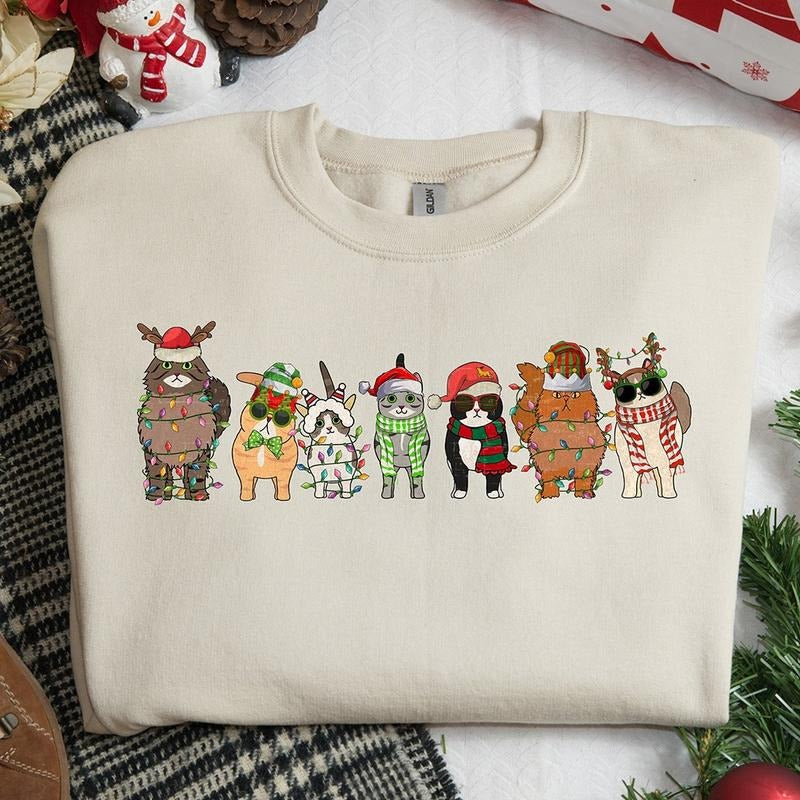 Cats Christmas Crewneck Sweatshirt, Hoodie, T-shirt | TeeBloomCo.com
