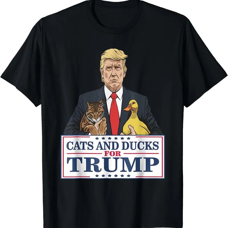 Cats and Ducks for Trump 2024 T-Shirt | Unisex Cotton Tee Gift | Full Size Hoodie, Sweatshirt | TeeBloomCo.com