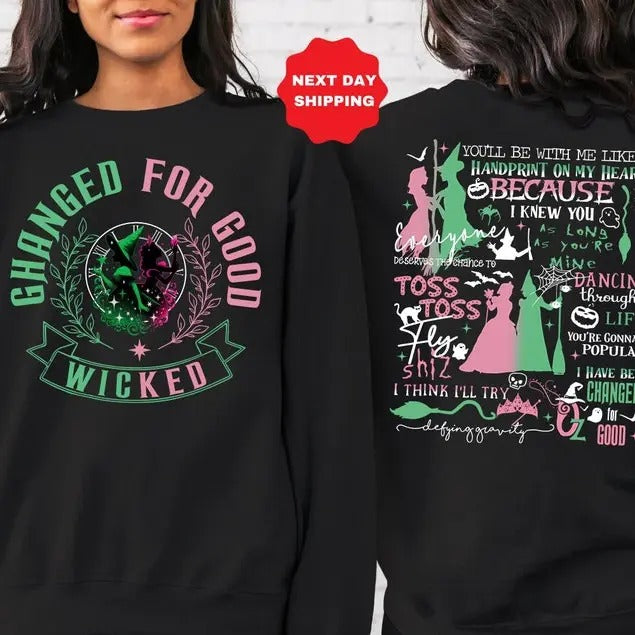Changed For Good Sweatshirt, Wicked Defy Gravity Sweatshirt, Wizard of Oz shirt Broomstick, Casual Tops For Fan Hoodie