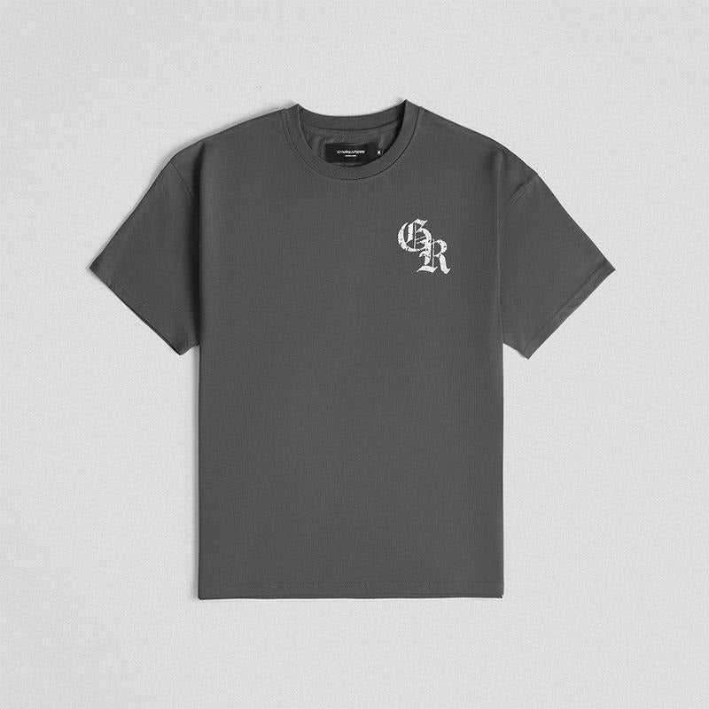Charcoal Initial Oversized Tee by Gymreapers - Summer Cotton T-Shirt Hoodie, Sweatshirt | TeeBloomCo.com