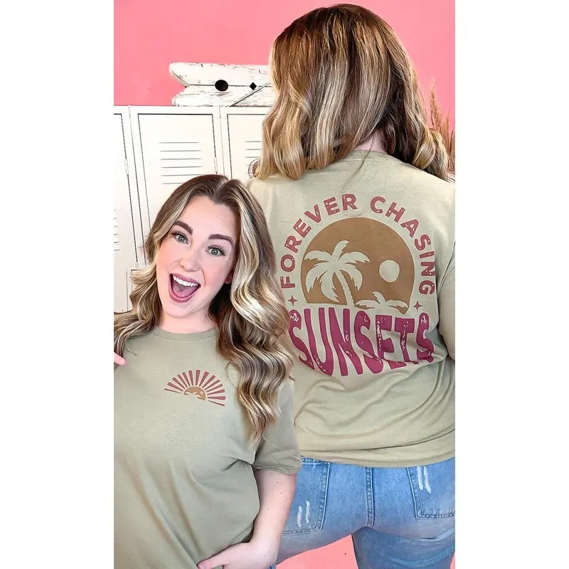 Chasing Sunsets Graphic Shirt Hoodie, Sweatshirt | TeeBloomCo.com