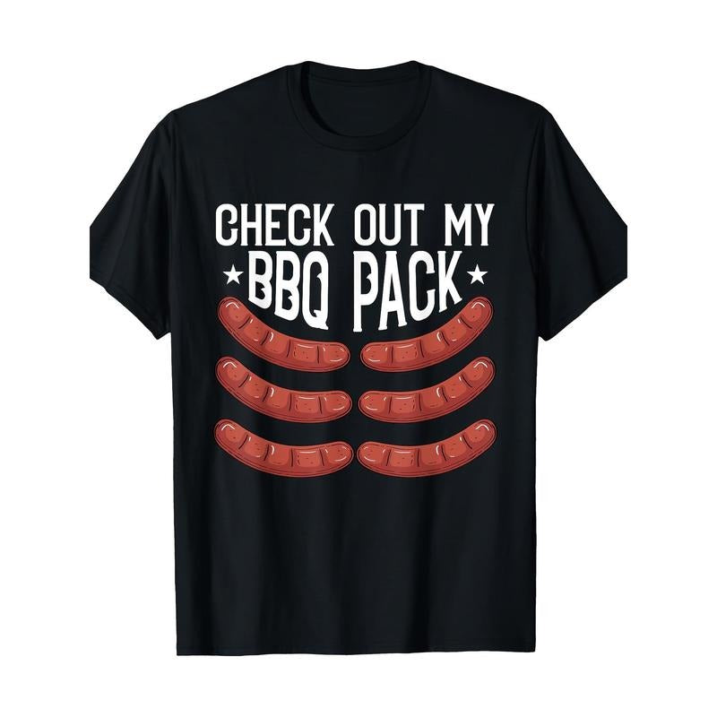 Check Out My 6 Pack BBQ Funny Barbecue Chef Smoker Pitmaster. 7.76 oz, 100% Cotton T-shirt. made in usa Hoodie, Sweatshirt