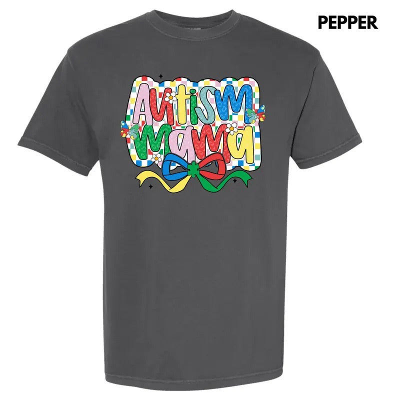 Checker Autism Mama Comfort Colors T-Shirt 'NLB' Hoodie, Sweatshirt | TeeBloomCo.com