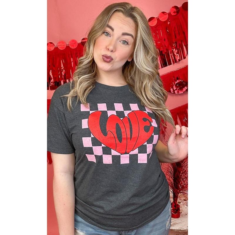 Checkerboard Love Graphic T-Shirt Hoodie, Sweatshirt | TeeBloomCo.com