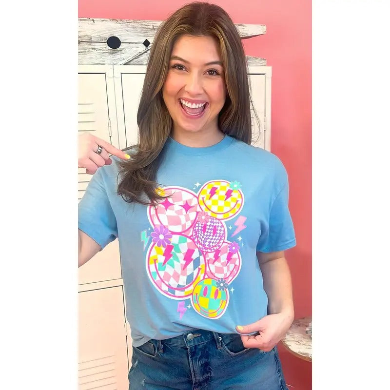 Checkerboard Smiley Face Adult Graphic Shirt Hoodie, Sweatshirt | TeeBloomCo.com