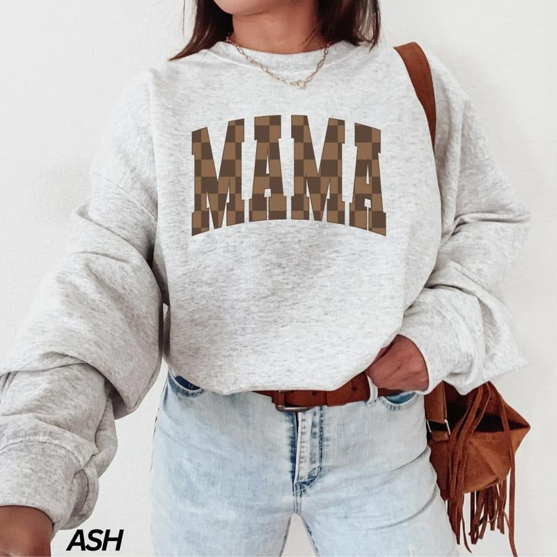 Checkered Mama Sweatshirt, Retro Checkered Mama T-Shirt, Cool Mama Sweater, New Mom Tee Shirt, Mom Life Shirt, Gift For...