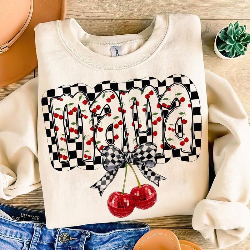 Cherry Bow Coquette Mama Shirt, Mom Coquette Shirt, Soft Girl Aesthetic Shirt Sublimation Design, Mother's Day Girly...