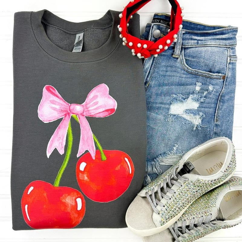Cherry Coquette Gildan Sweatshirt T-Shirts, Hoodie | TeeBloomCo.com