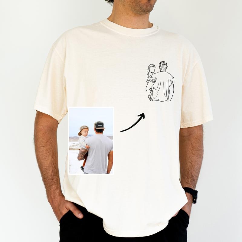 ChicCotton Personalized Dad & Child Photo Comfort Colors Graphic Tee, Custom Daddy With Baby T-shirt For Men, Father's...