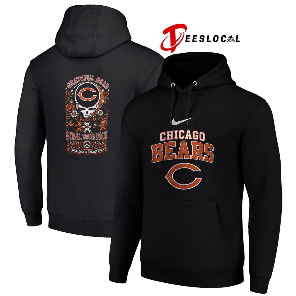Chicago Bears x Grateful Dead steal your face peace love logo shirt