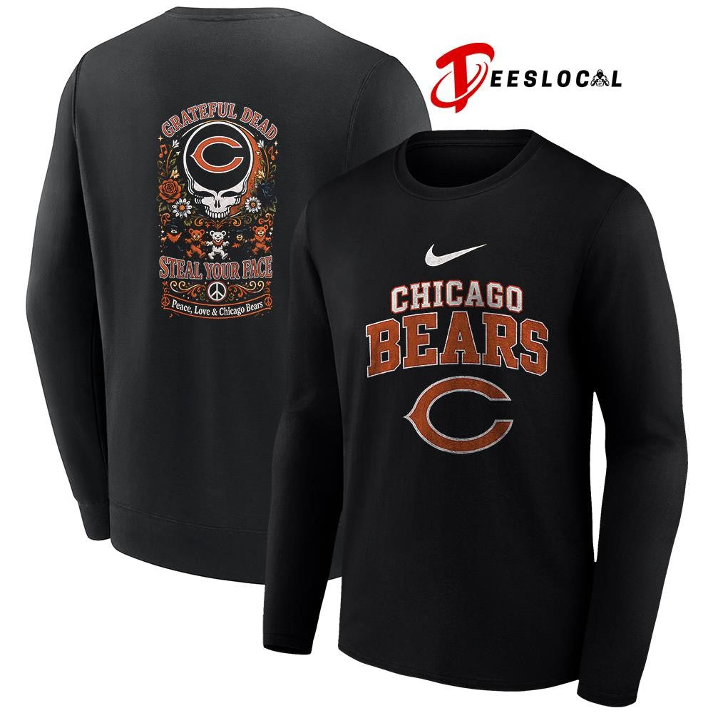 Chicago Bears x Grateful Dead steal your face peace love logo shirt