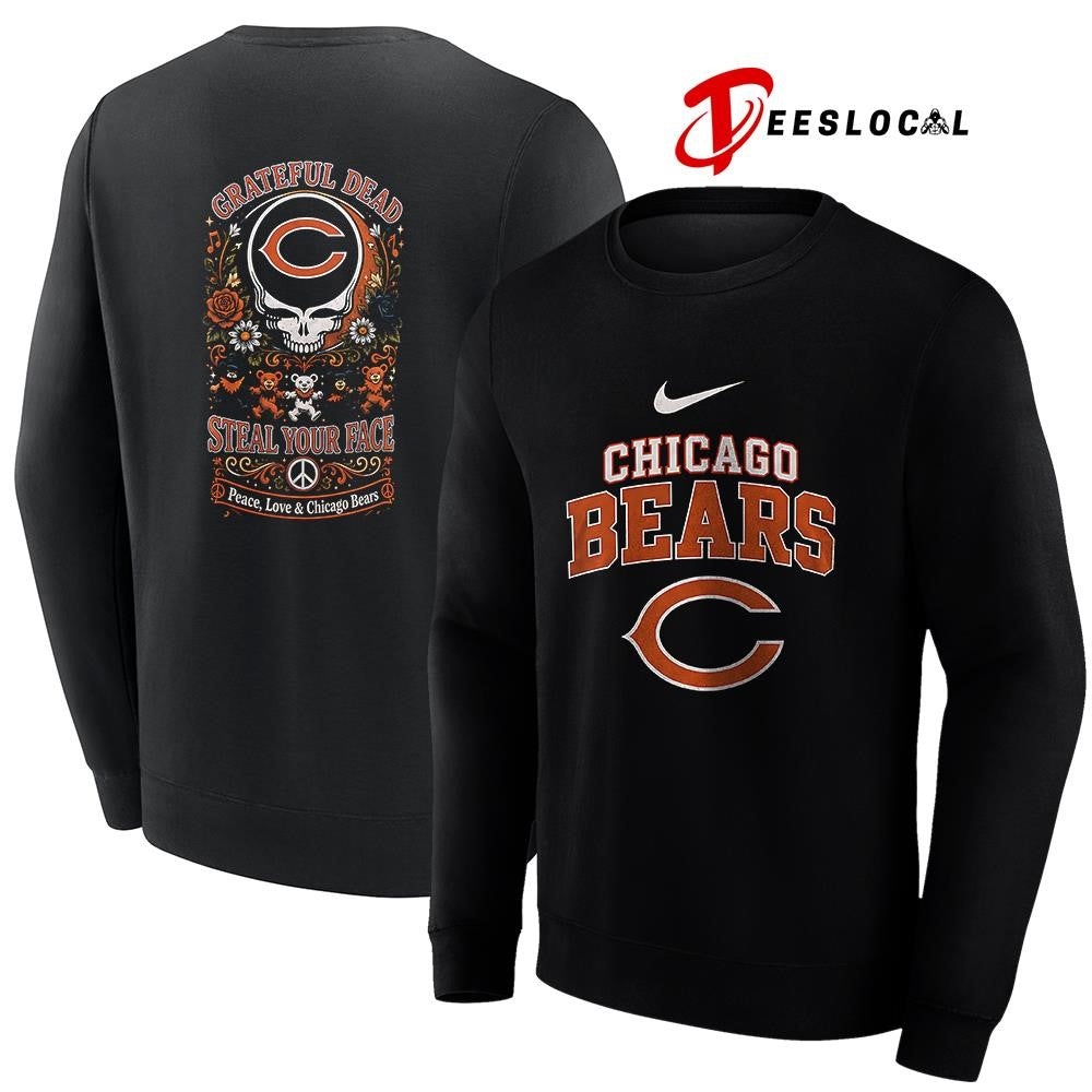 Chicago Bears x Grateful Dead steal your face peace love logo shirt