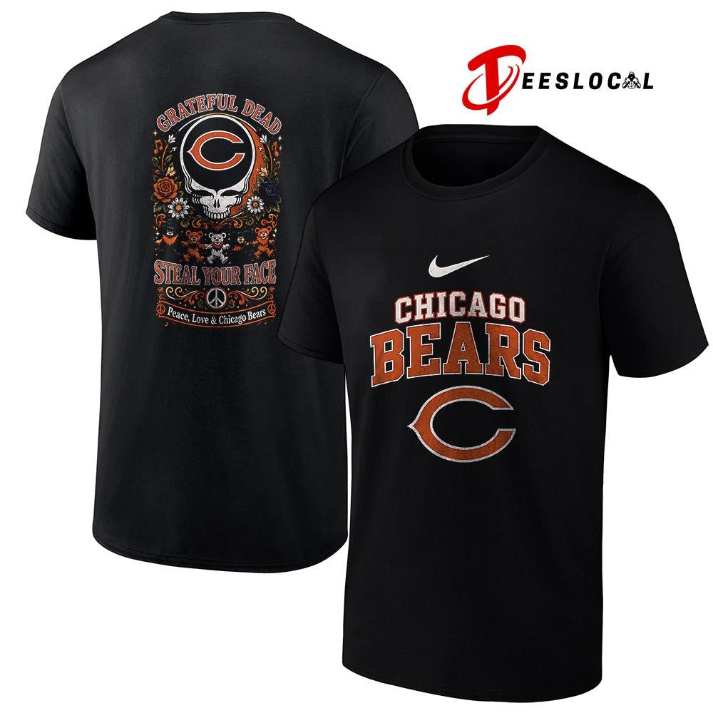 Chicago Bears x Grateful Dead steal your face peace love logo shirt