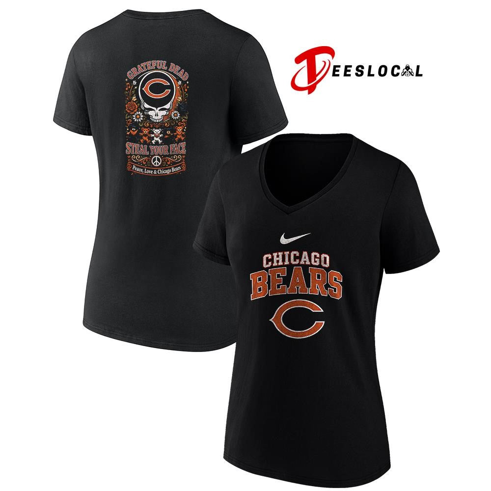 Chicago Bears x Grateful Dead steal your face peace love logo shirt