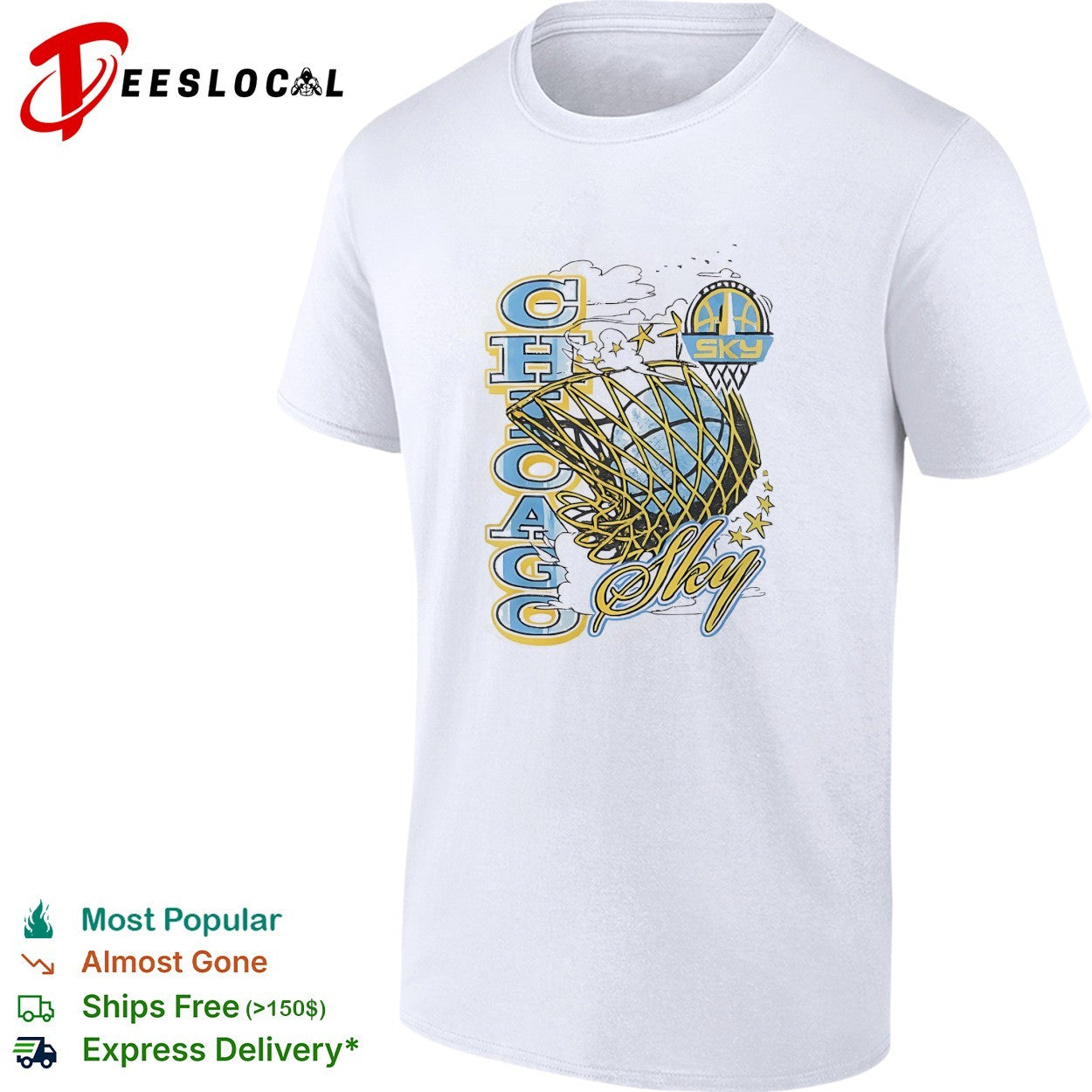 Chicago Sky WNBA basketball logo and wordmark design athletic team shirt