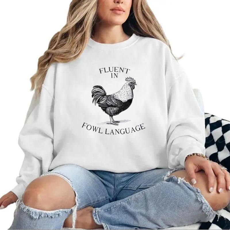 Chicken Fluent in Fowl language T-Shirt, Happy Easter Gifts, Retro Chicken Farmer Gift, Chicken Hoodie, Chicken Lover...