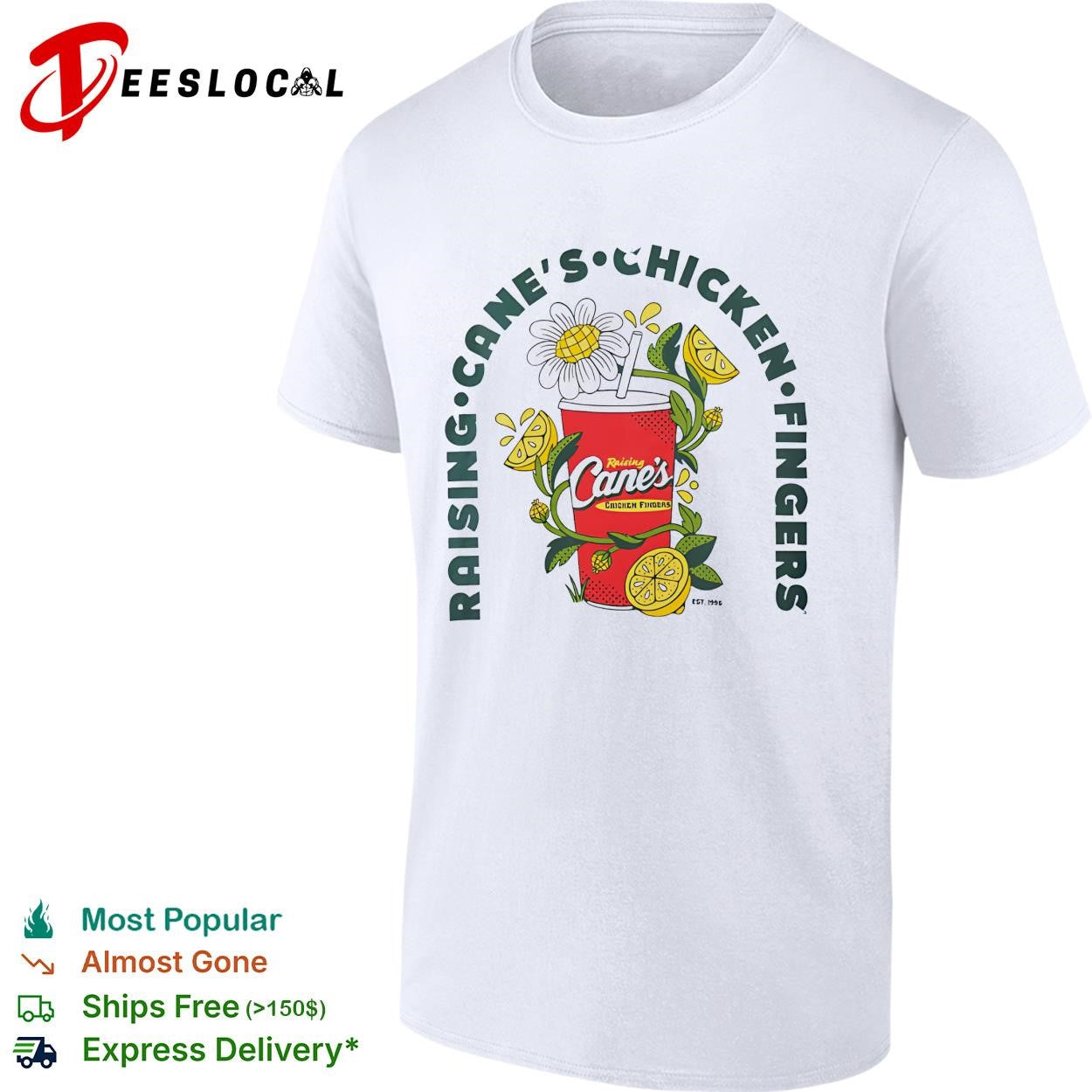 Chicken fingers drink lemon vintage badge shirt