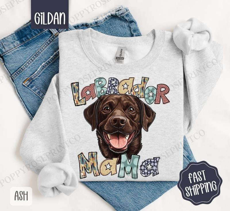 Chocolate Labrador Mama Sweatshirt, Brown Lab Mama Women's Crewneck, Cute Dog Mom Women's Sweatshirt T-Shirts, Hoodie