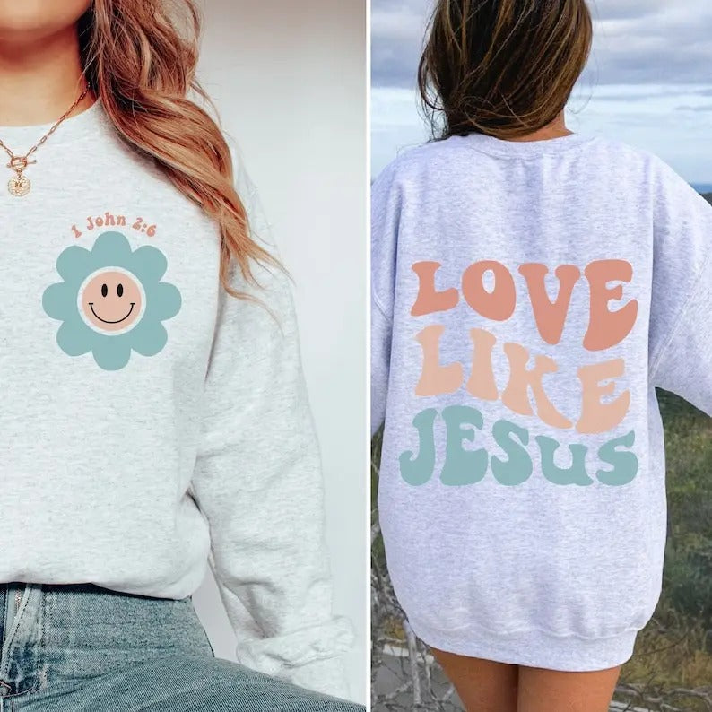 Christian Hoodie | Love Like Jesus Hoodie | Religious Hooded Sweatshirt | Bible Verse Hoodie | Groovy Hoodie | Christian...