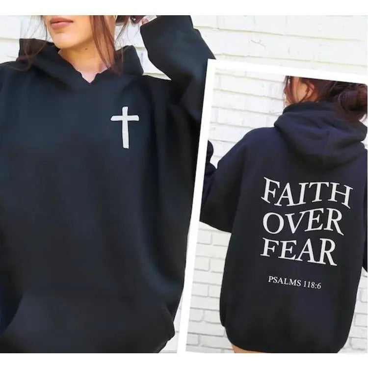 Christian Hoodie, Bible Verse Shirt, Faith over Fear Shirt, Hooded Sweatshirt, Faith Sweatshirt, Faith Based Shirt,...