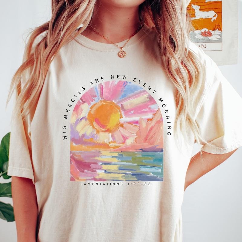 Christian Shirt His Mercies Are New Every Morning Bible Verse Shirt Religious Women Gift Faith Tee Christian Gifts Jesus...