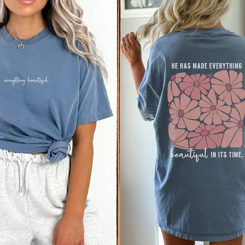 Christian Shirt, Christian Shirts, Bible Verse Shirts, Christian Gifts for Women, He Has Made Everything Beautiful Shirt...