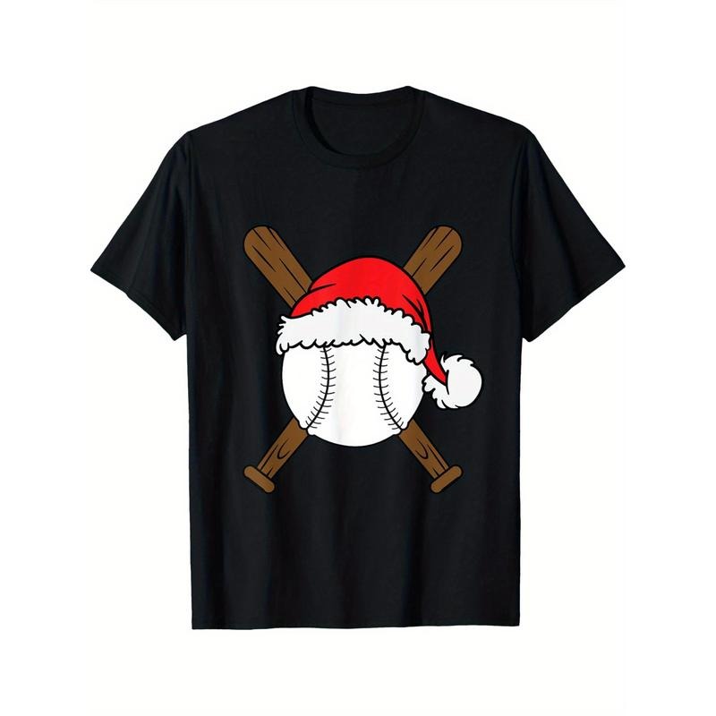 Christmas Baseball Player Santa Sports Design For Men Boys T-Shirt 0 Men's T-shirt Funny pattern, Casual and comfortable...