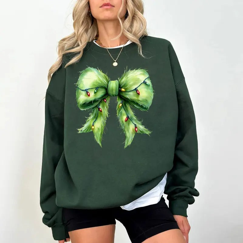 Christmas Bow Sweatshirt, Xmas Coquette Bow Shirt, Christmas Sweatshirt, Retro Merry Christmas Shirt, Christmas...