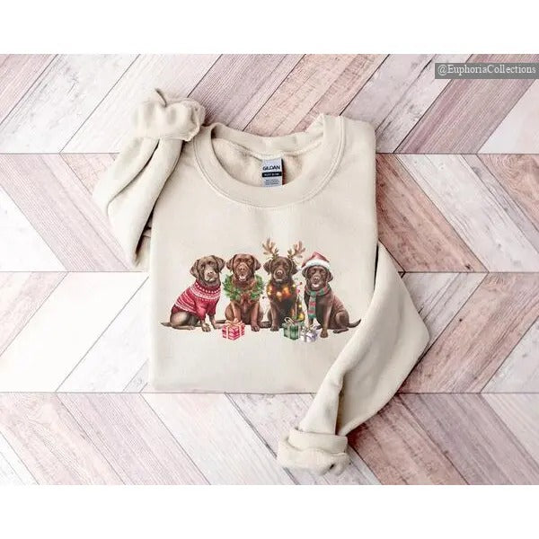 Christmas Brown Labrador Dog Pets Sweatshirt, Hoodie, T-Shirt, Xmas Chocolate Lab Shirt, Dog Mom Lover Gift, Funny...