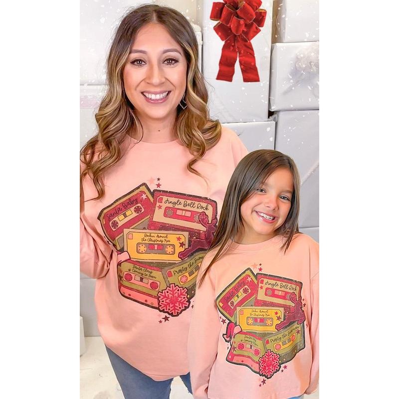 Christmas Cassettes Graphic Boyfriend Long Sleeve T-Shirtstyle{n002}2 T-Shirts, Hoodie, Sweatshirt | TeeBloomCo.com