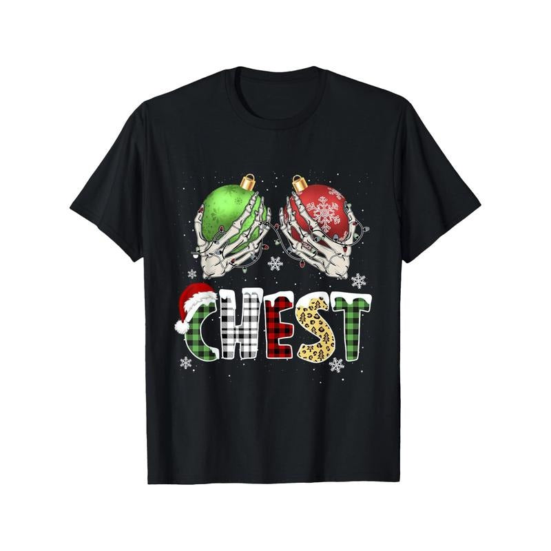 Christmas Chest Nuts Chestnuts Xmas Couple Matching Costume Men's T-shirt personality print pattern, casual round neck...