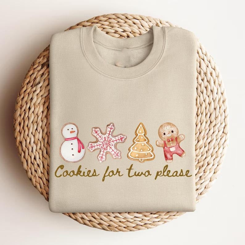 Christmas Cookies For Two Sweatshirt Christmas Maternity Sweater Christmas Pregnancy Reveal Shirt Cute Holiday Pregnancy...
